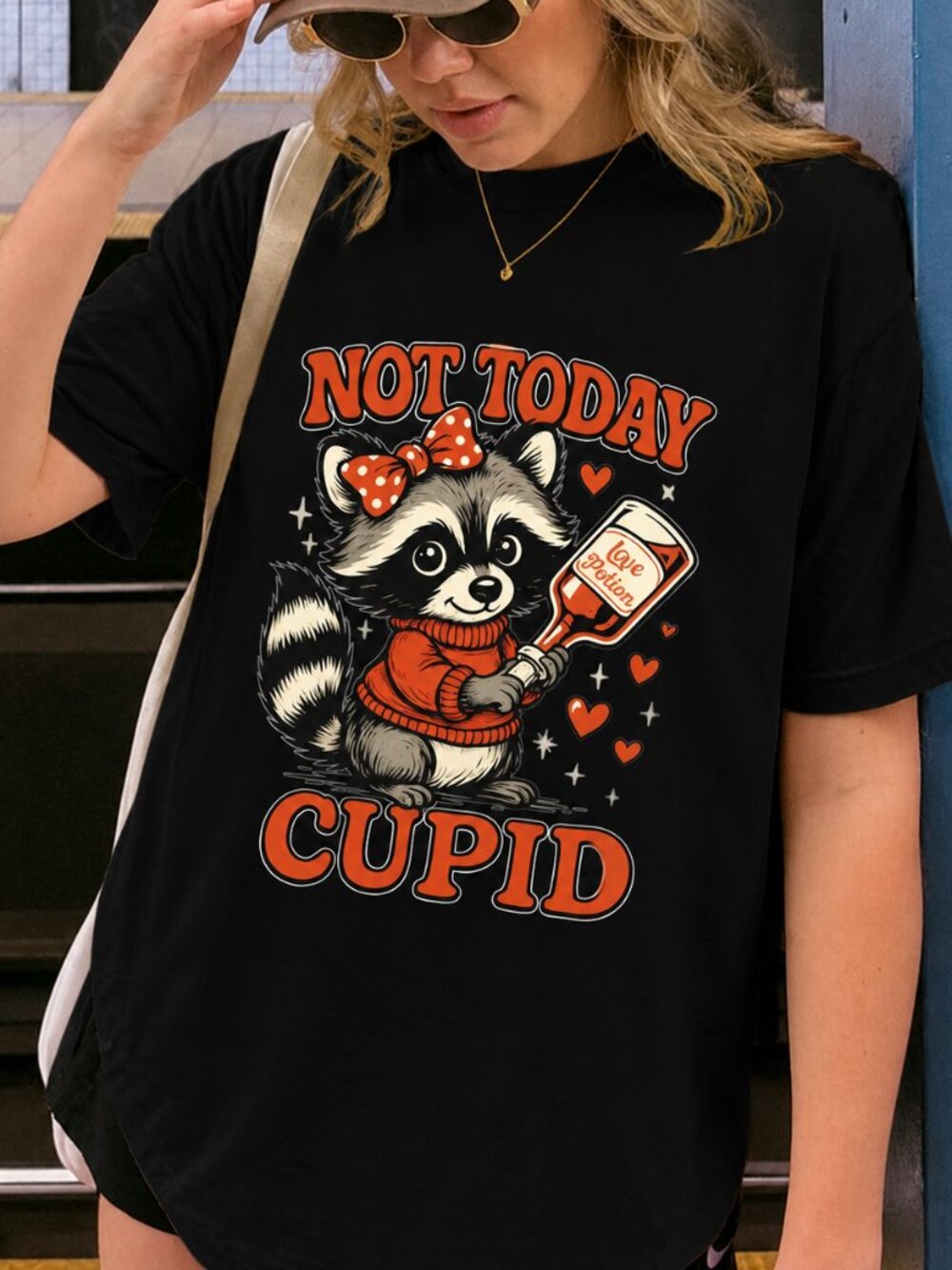 Not Today Cupid Raccoon T-shirt, Funny Valentine Tee